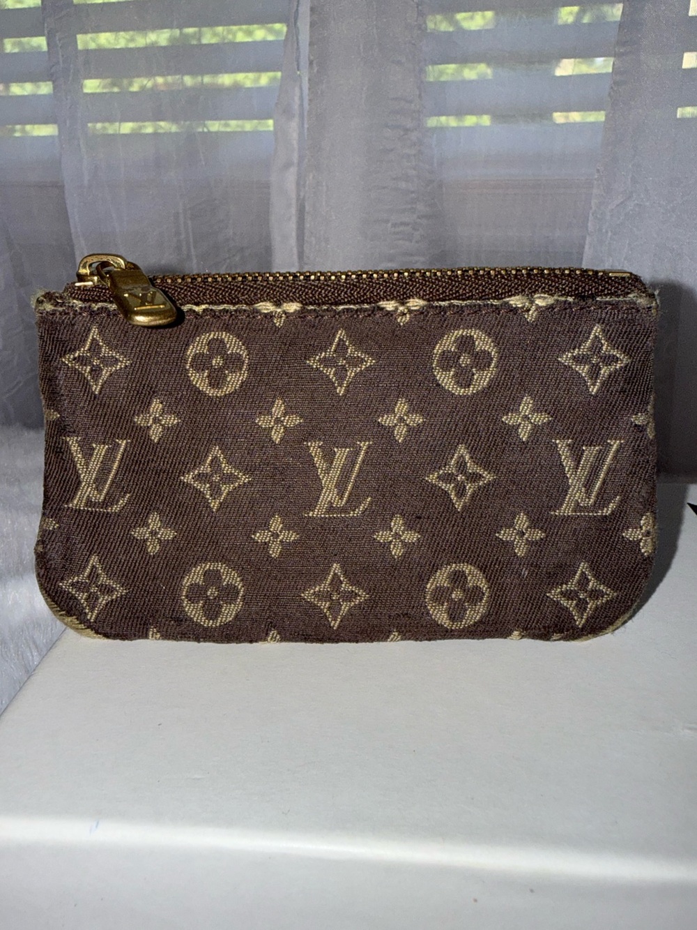 Louis Vuitton Monogram Canvas Mini Lin Key Card Pouch in Brown and Tan